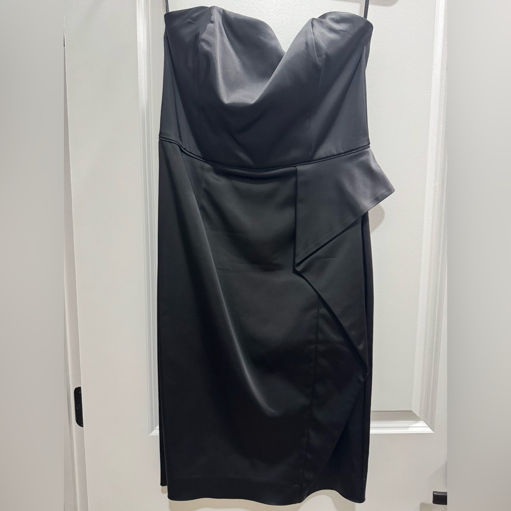 White House Black Market Asymmetrical Black Dress - Picture 3 of 3